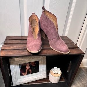 Qupid Heeled Booties/Shooties Scalloped Edges